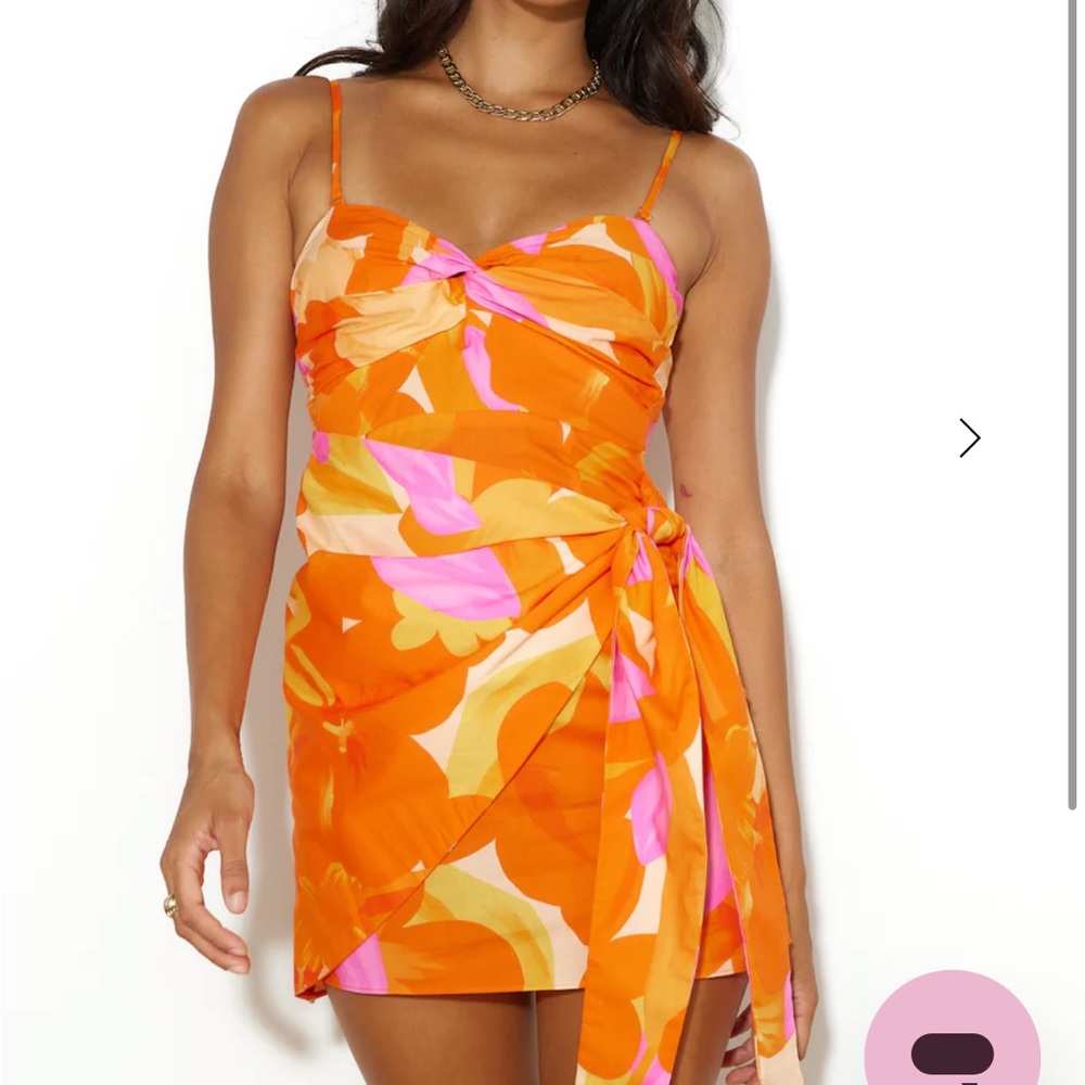 Hello Molly Orange and Pink Abstract Mini Dress